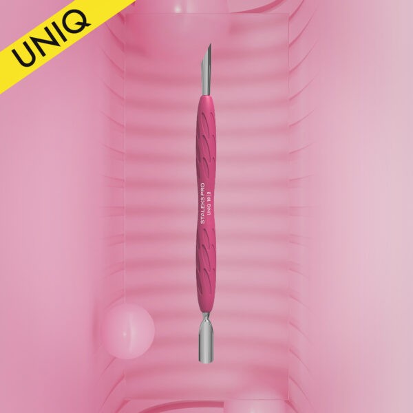 Manicure pusher Gummy with silicone handle UNIQ 10 TYPE 2 (rounded narrow and beveled pusher)