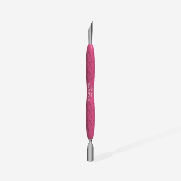 Manicure pusher Gummy with silicone handle UNIQ 10 TYPE 2 (rounded narrow and beveled pusher) - Image 3