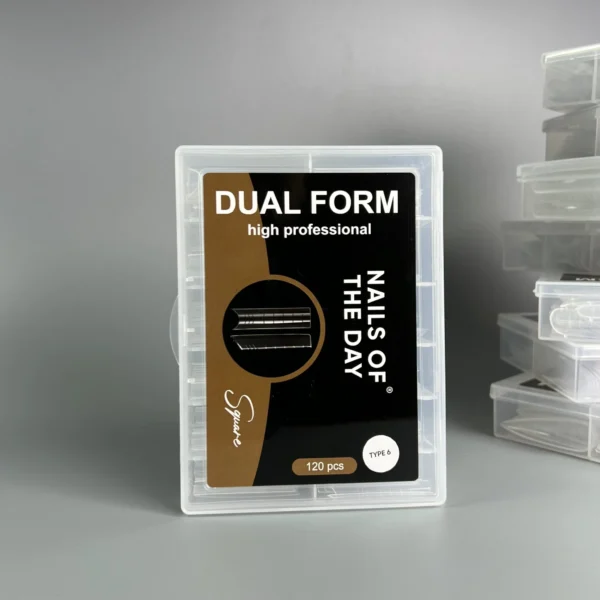 NAILSOFTHEDAY Dual Form Square 04 (Typ 6) – horní formy obloukový čtverec pro částečnou korekci/modeláž, 120 kusů
