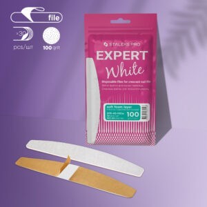 Bílé Jednorázové Pilníky Na Nehty S Půlměsícovým Pilníkem (Soft Base) EXPERT 40 - 100