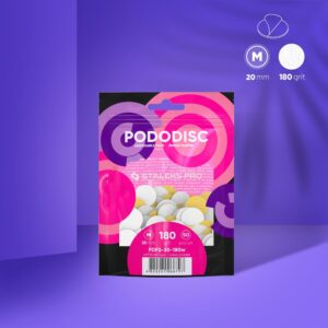 STALEKS Jednorázové bílé pilníky na měkké pěnové vrstvě pro pedikúru disk PODODISC M EXPERT (50 ks) 180