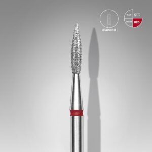 Staleks Diamantový brusný nástavec špičatý - "flame" red - FA11R023/8