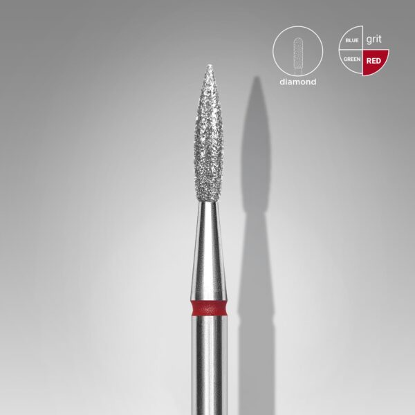 Staleks Diamantový brusný nástavec špičatý - "flame" red - FA11R023/8