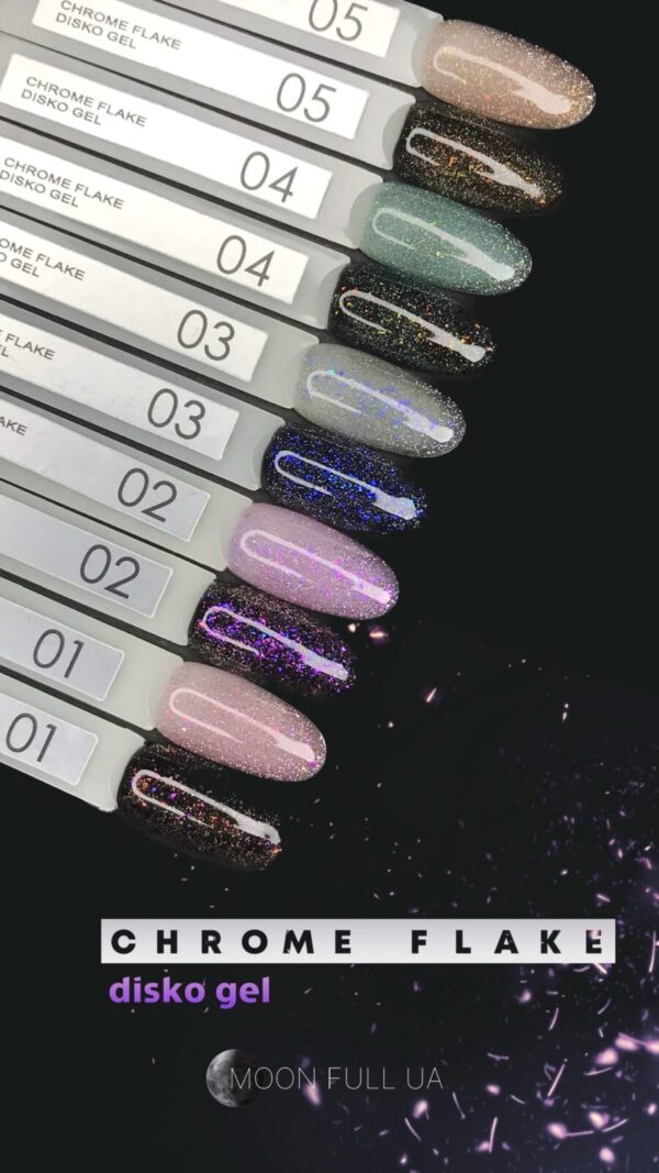 Gel lak na nehty Moon Full Chrome Flake Disco 01, 8 ml - Image 3