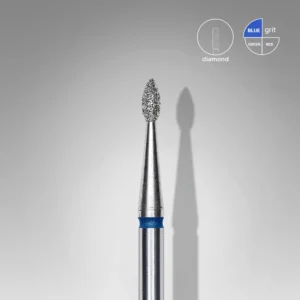 Diamantová Fréza Na Nehty, "Kapka", Modrý, Průměr Hlavy 1,6 Mm, Pracovní Část 4 Mm