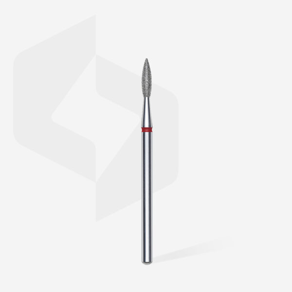 Diamond nail drill bit pointed flame STALEKS EXPERT head diameter 2,1 mm / working part 8 mm - Červená - Image 2