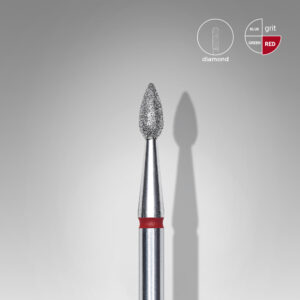 Diamond nail drill bit drop red STALEKS EXPERT head diameter 2,3 mm / working part 5 mm - Červená