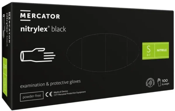 Nepudrované nitrilové zdravotnické rukavice NITRYLEX BLACK S