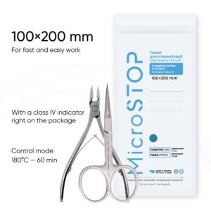 Kraftové sáčky 100x200 mm pro sterilizaci Microstop ECO, bíle (100 ks)
