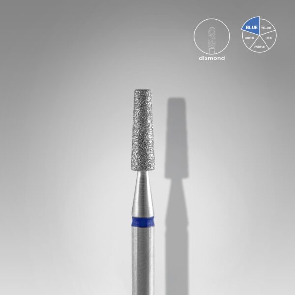 Diamond nail drill bit frustum STALEKS EXPERT head diameter 2,5 mm / working part 8 mm - Modrá