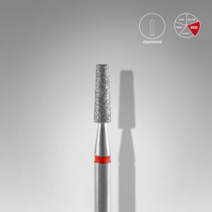 Diamond nail drill bit frustum STALEKS EXPERT head diameter 2,5 mm / working part 8 mm - Červená