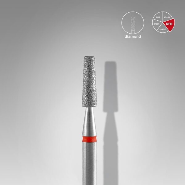 Diamond nail drill bit frustum STALEKS EXPERT head diameter 2,5 mm / working part 8 mm - Červená