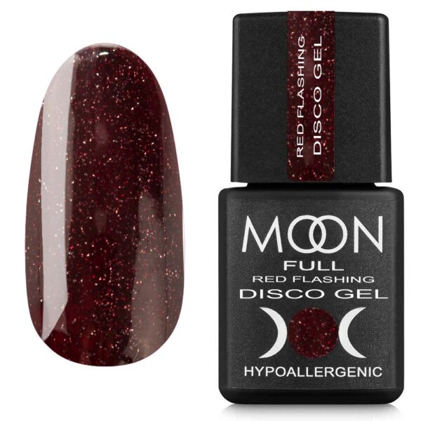 Gel lak na nehty Moon Full Red Flashing Disсo Gel 09, 8 ml