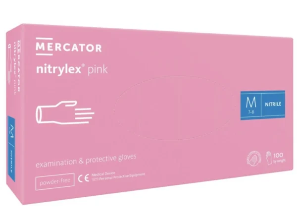 Nepudrované nitrilové zdravotnické rukavice NITRYLEX PINK M