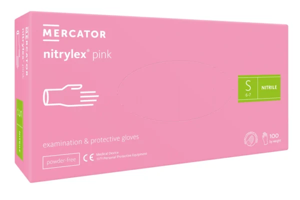 Nepudrované nitrilové zdravotnické rukavice NITRYLEX PINK S