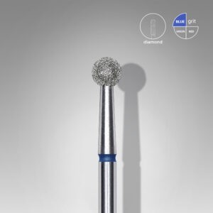 Diamantový brusný nástavec na nehty – kulička, modrý, EXPERT Průměr hlavy: 4 mm