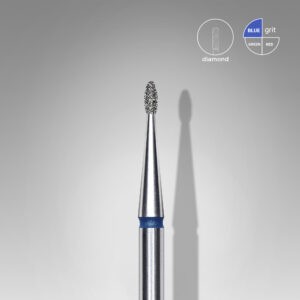 Diamantový brusný nástavec na nehty – zaoblený pupen, modrý, EXPERT Průměr hlavy: 1,2 mm / pracovní část: 3 mm