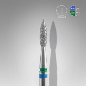 Diamantový brusný nástavec DUO plamen modro-zelený EXPERT Průměr hlavy: 2,1 mm / pracovní část: 8 mm