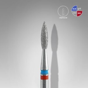 Diamantový brusný nástavec DUO plamen červeno-modrý EXPERT Průměr hlavy: 2,1 mm / pracovní část: 8 mm