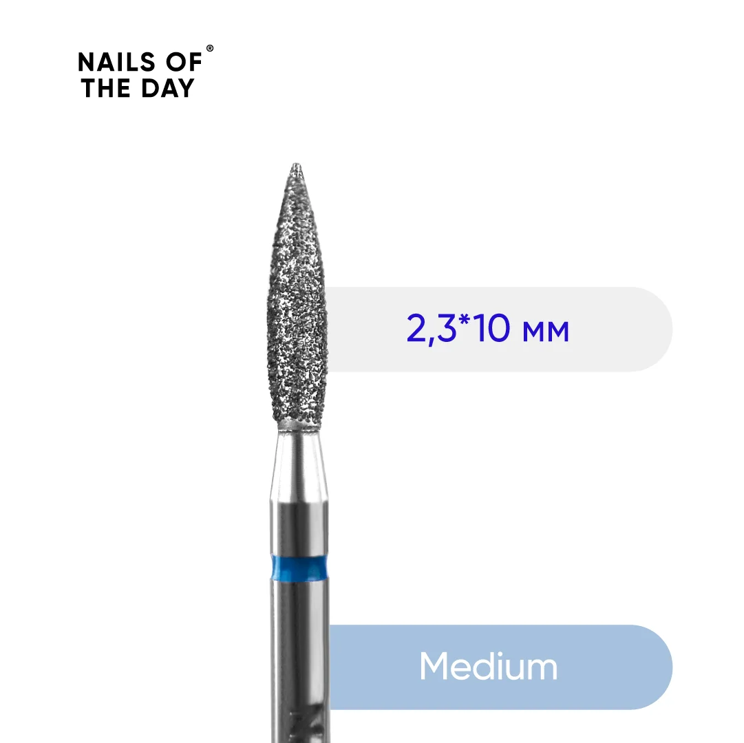 NAILSOFTHEDAY Diamond flame cutter 2.3*10 mm,blue obrázek 1 NAILSOFTHEDAY Diamond flame cutter 2.3*10 mm,blue